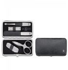 Twinox Calf Leather Rectangular Pocket Manicure Pack, Black, 5 Pieces