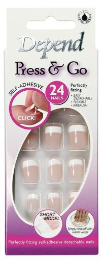 Press&Go Short Pink Adhesive French Nails Manicure