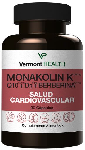 Vermont Supplements Monakolin Q10+D3+Berberine 30 Capsules