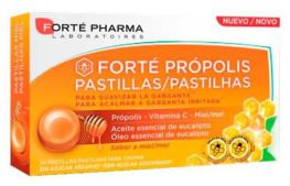 Fort&eacute; Pharma Propolis Honey to Soothe the Throat, Honey Flavor, 24 Lozenges