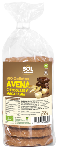 Sol Natural Bio Macadamia Chocolate Oatmeal Cookies 200 gr