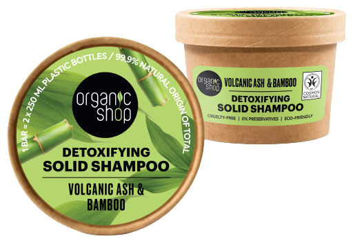 Organic Shop Detoxifying Solid Shampoo Volcanic Ashes and Bamboo 60 gr