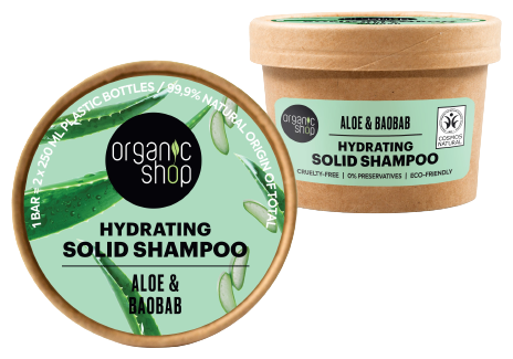 Organic Shop Aloe and Baobab Moisturizing Solid Shampoo 60 gr
