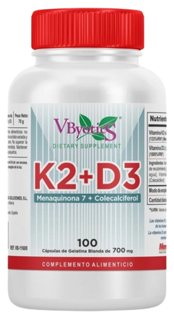 Vbyotics Vitamin K2 + D3 100 Capsules