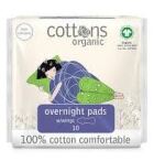 Overnight Night Pads with Wings 100% Cotton 10 Units