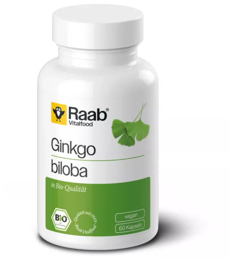 Raab Vitalfood Ginkgo Biloba 500 mg 60 Bio Vegan Capsules