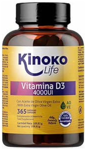 Kinoko Life Vitamin D3 4000 IU 365 Capsules
